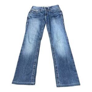 Ariat REAL Midrise Straight Jeans in Rainstorm Wash Star Icon Women’s Size 26R